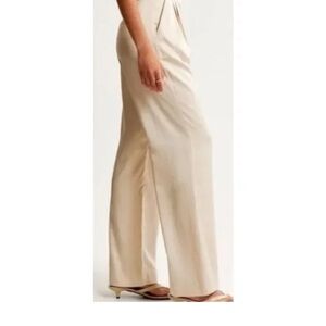 Abercrombie & Fitch Satin Cream Wide-Leg Sloane Trousers